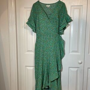 Floral Green Wrap Dress